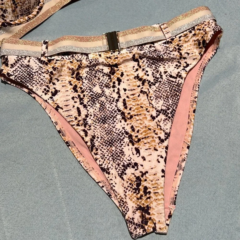 RI Resort Two Piece‎ Python Printed Bathing Suit Size M D24